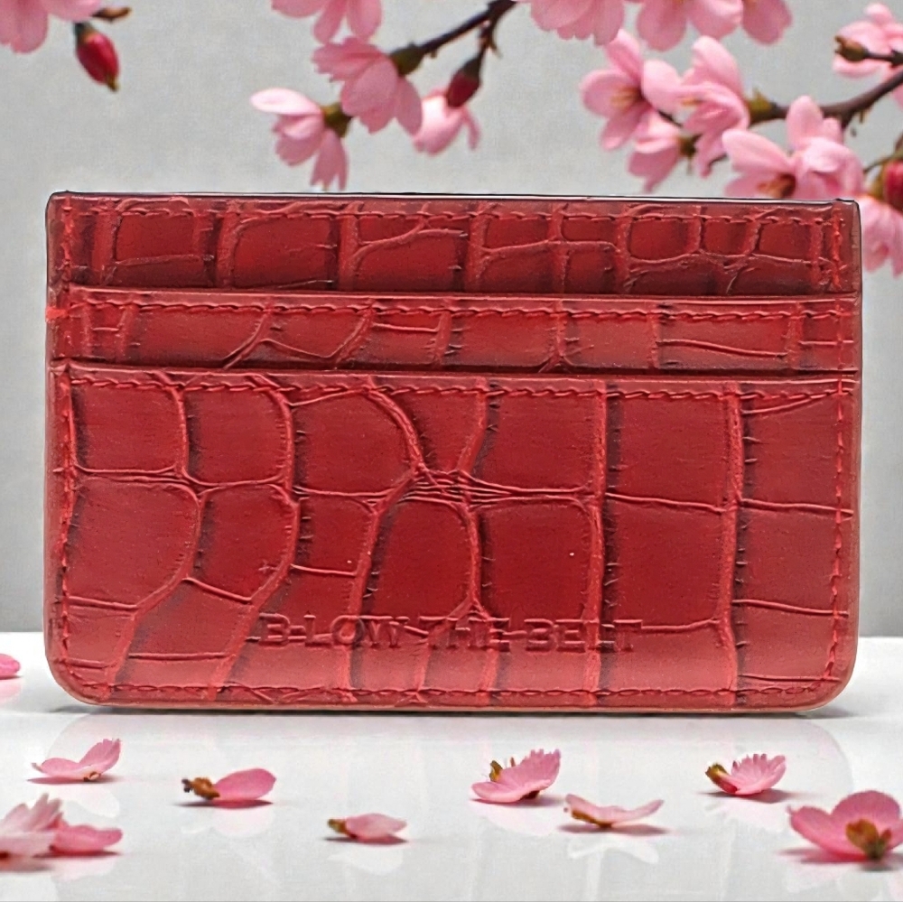 B-Low The Belt Red Croc Embossed Card Holder